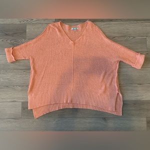 One Size She + Sky Peach mesh sweater